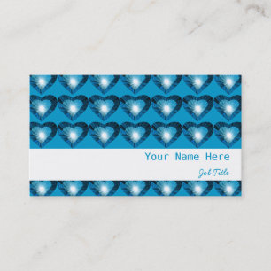 Heart Glow Blue 'hearts' white stripe blue Business Card