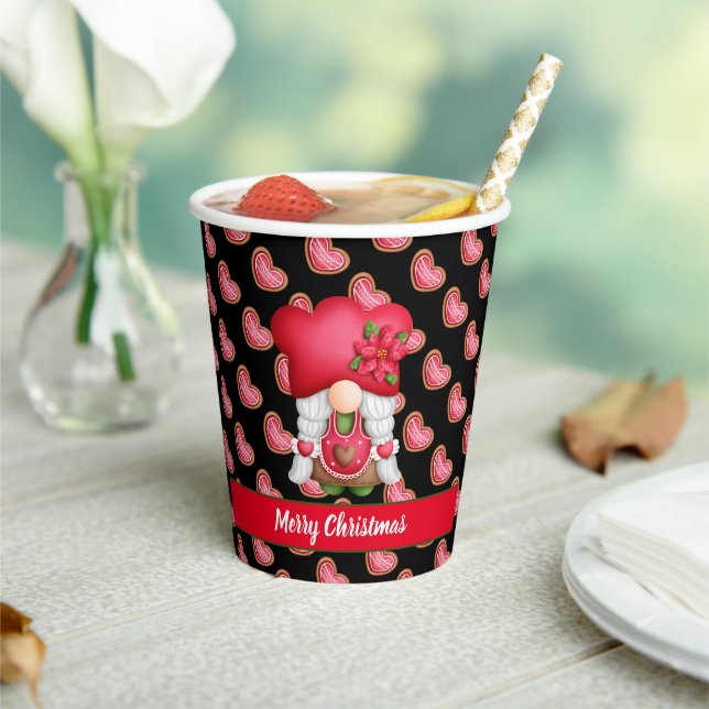 Heart Gnome Customise Colour and Text Paper Cups (Insitu)