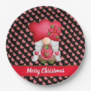 Heart Gnome Customise Colour and Text Paper Plate