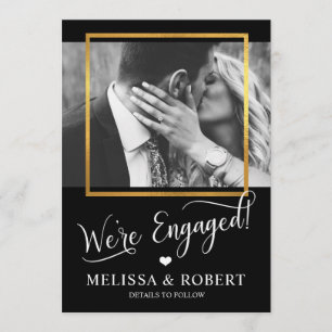Heart Gold Foil WE'RE ENGAGED Engagement PHOTO Invitation