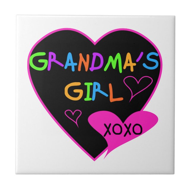 Heart Grandma's Girl T-shirts and Gifts Tile (Front)