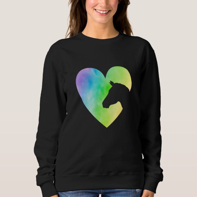 Heart Graphic Horse Lover Equestrian Rider Horses  Sweatshirt (Front)