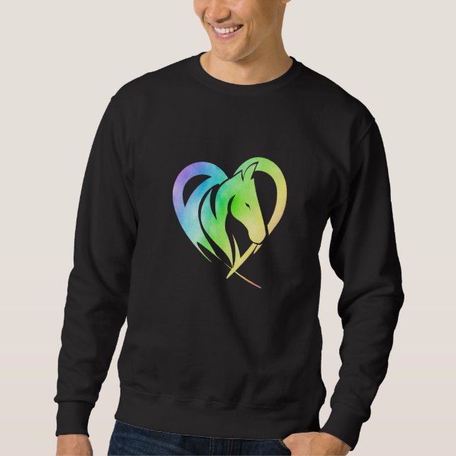 Heart Graphic Horse Lover Equestrian Rider Horses  Sweatshirt (Front)