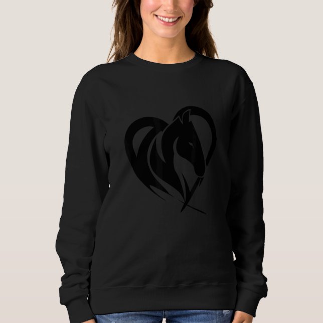 Heart Graphic Horse Lover Equestrian Rider Horses  Sweatshirt (Front)