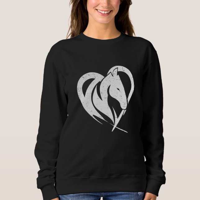 Heart Graphic Horse Lover Equestrian Rider Horses  Sweatshirt (Front)