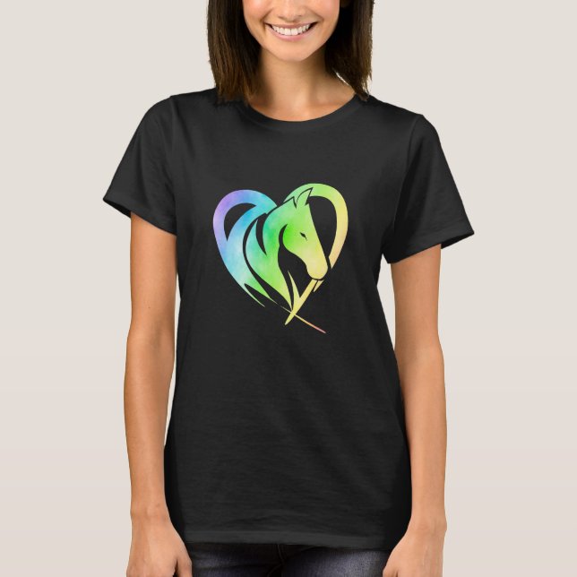 Heart Graphic Horse Lover Equestrian Rider Horses  T-Shirt (Front)