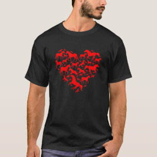 Heart Graphic Horse Lover Equestrian Rider Horses T-Shirt