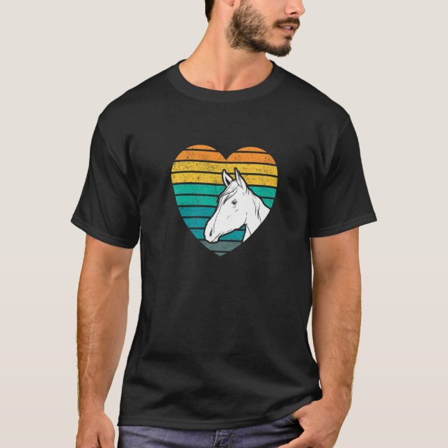 Heart Graphic Horse Lover Equestrian Rider Horses  T-Shirt (Front)