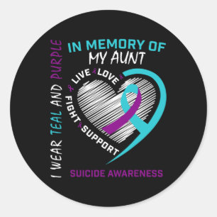 Heart Graphic In Memory Of Aunt Suicide Awareness Classic Round Sticker