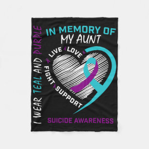 Heart Graphic In Memory Of Aunt Suicide Awareness Fleece Blanket