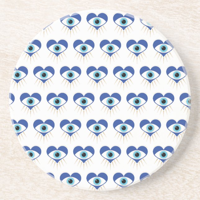 Heart Greek Evil Eye Coaster (Front)