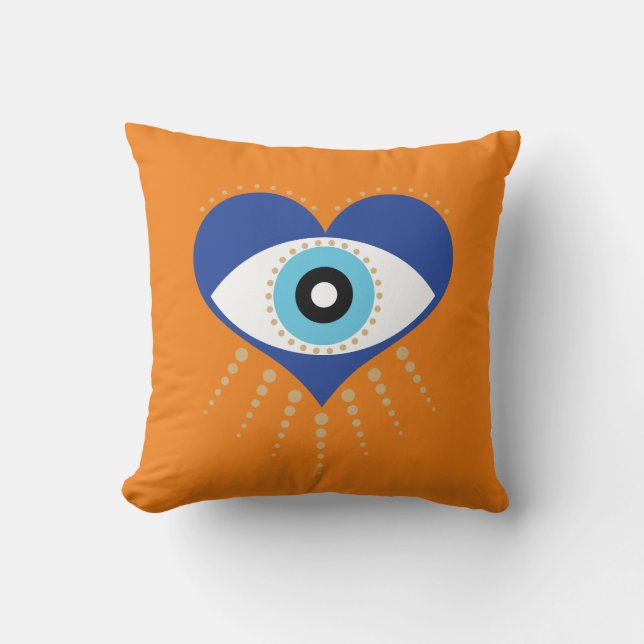 Heart Greek Evil Eye Cushion (Front)