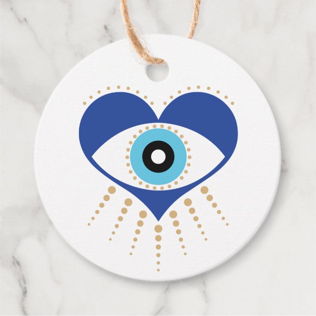 Heart Greek Evil Eye Favour Tags (Front)