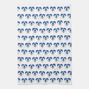 Heart Greek Evil Eye Tea Towel