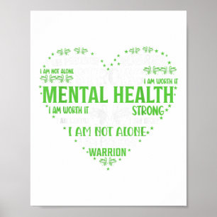 Heart Green Ribbon Mental Health Awareness Poster