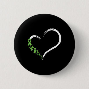 Heart Green Ribbon Support Mental Health Awareness 6 Cm Round Badge