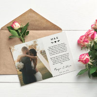 Heart & Greenery Printed Message Wedding Thank You