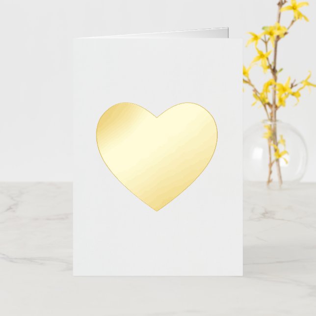 Heart Greeting Card Foil Gold or Silver (Yellow Flower)