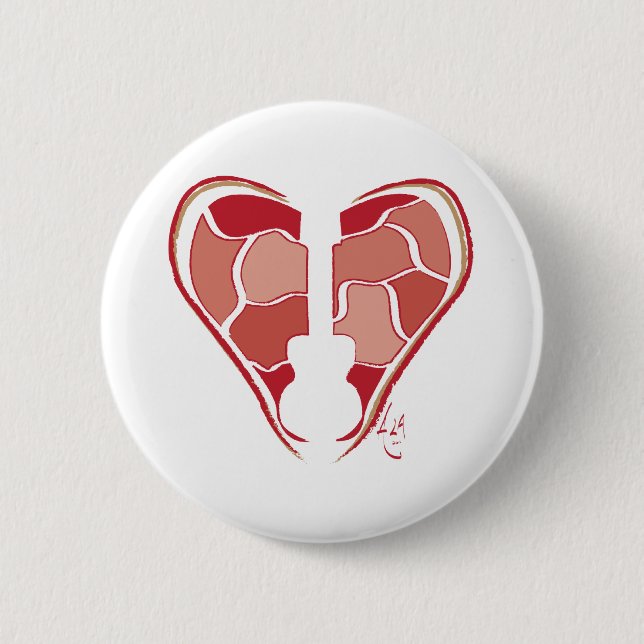 Heart Guitar 6 Cm Round Badge (Front)