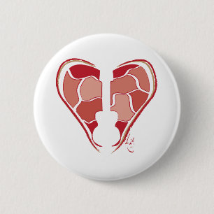 Heart Guitar 6 Cm Round Badge