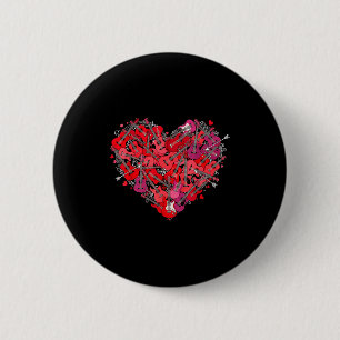Heart Guitar Love Valentines Day Guitarist Player  6 Cm Round Badge