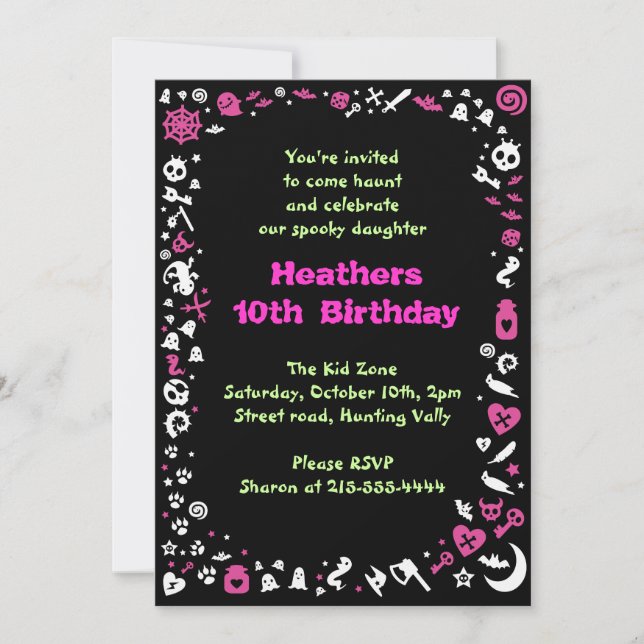 Heart Halloween Happy Birthday Party Invitation (Front)