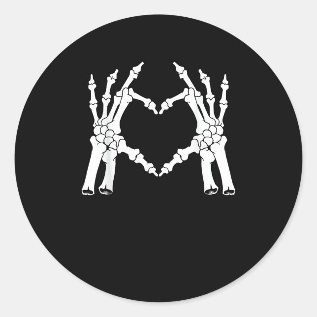 Heart - Halloween Skeleton Hand Classic Round Sticker (Front)