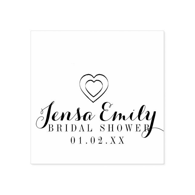 Heart Hand Drawn Bridal Shower Favour  Rubber Stam Stamp (Imprint)