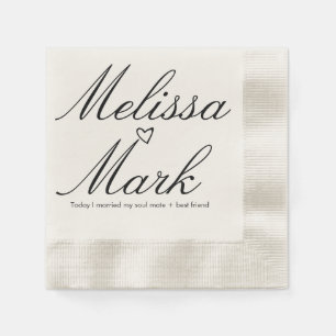 Heart Hand Drawn Quote Monogram Wedding Napkin