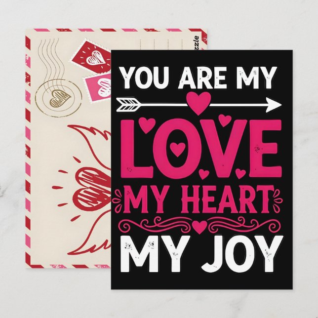 Heart Hand-Drawn Valentines Day Postcard Mail Idea (Front/Back)