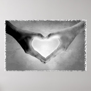 Heart Hands B&W Photo Poster