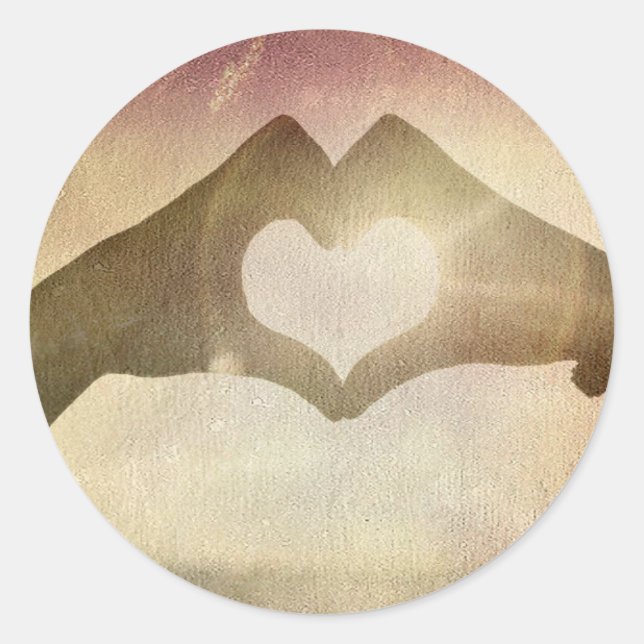Heart Hands Classic Round Sticker (Front)