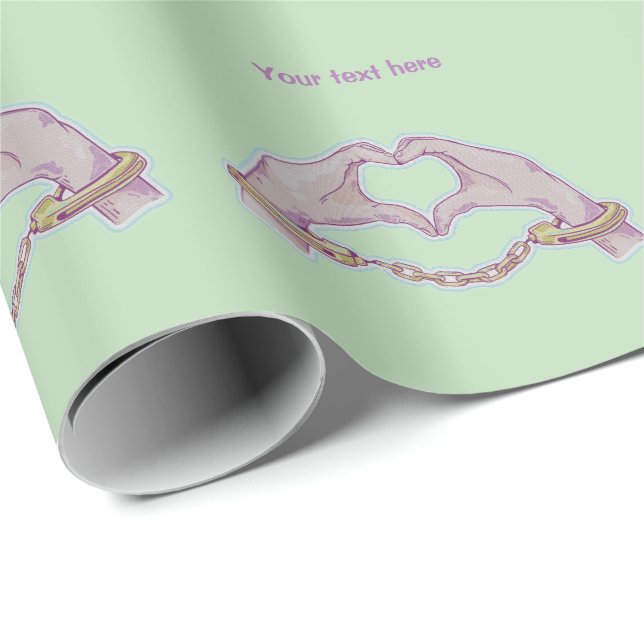 Heart hands Handcuffs Wrapping Paper (Roll Corner)