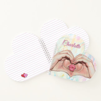 Heart Hands Kiss Art Heart Shaped Notebook