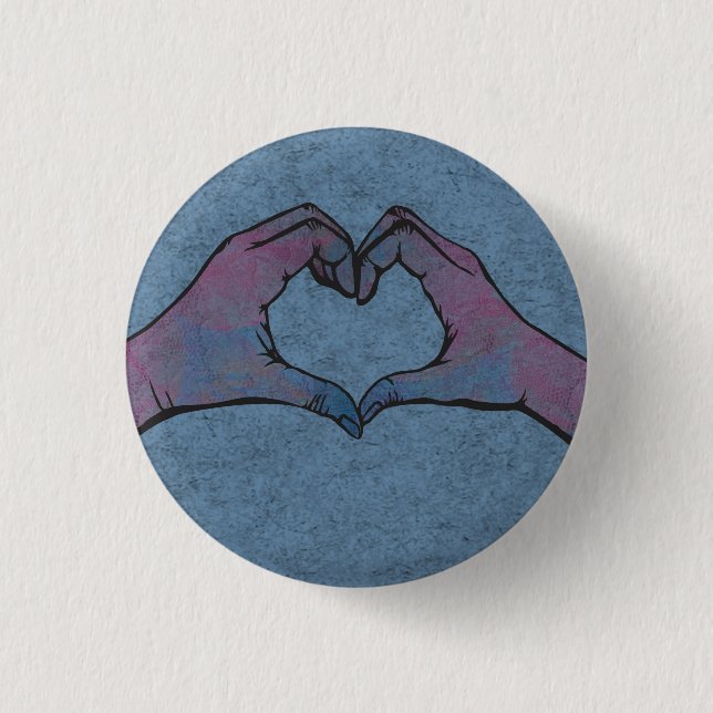 Heart Hands on Blue Background 3 Cm Round Badge (Front)