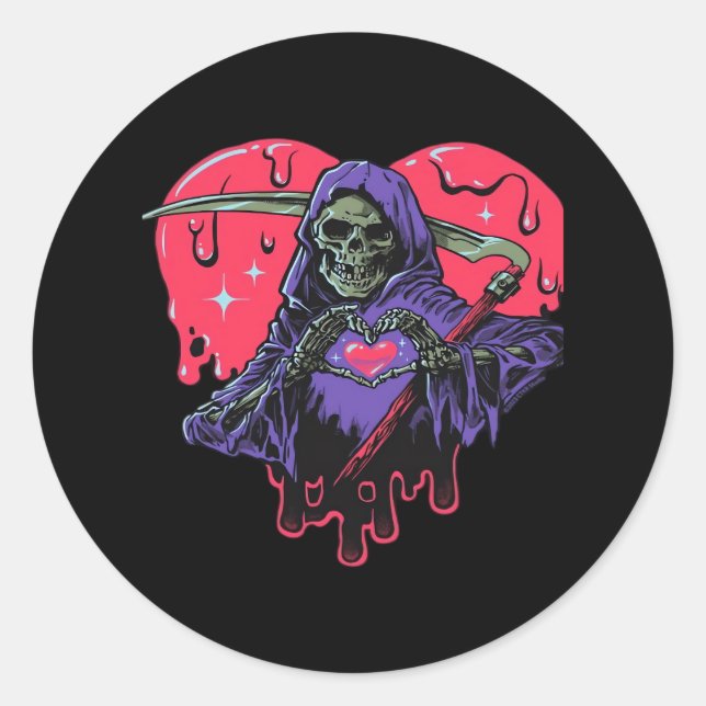 Heart Hands Reaper Classic Classic Round Sticker (Front)