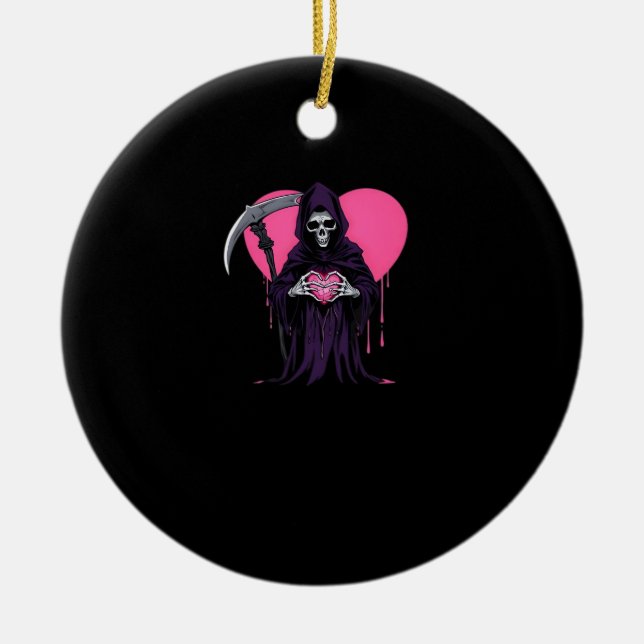 Heart Hands Reaper Classic Meme Ceramic Ornament (Front)