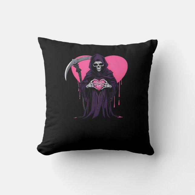 Heart Hands Reaper Classic Meme Cushion (Front)