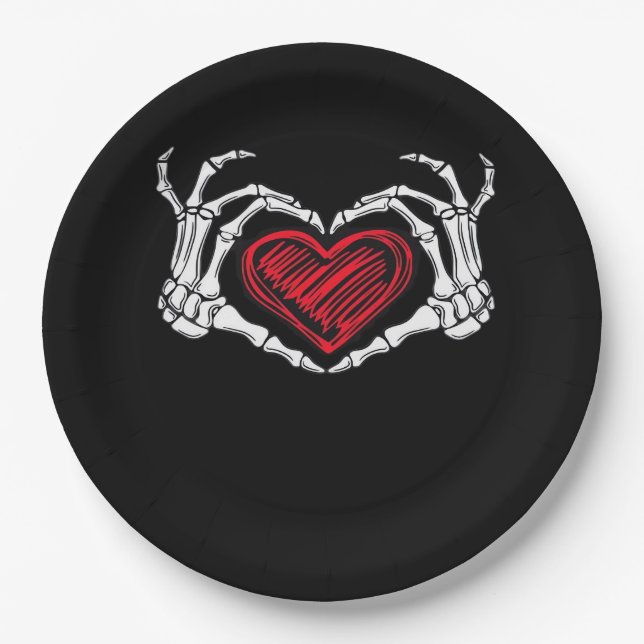 Heart Hands Skeleton Paper Plate (Front)