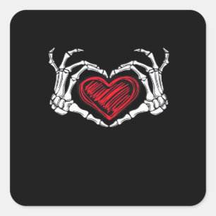 Heart Hands Skeleton Square Sticker