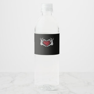 Heart Hands Skeleton Water Bottle Label