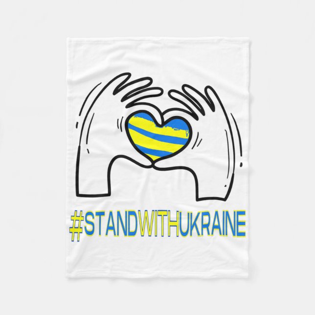 Heart Hands Stand With Ukraine Support  Fleece Blanket (Front)