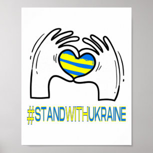 Heart Hands Stand With Ukraine Support Poster