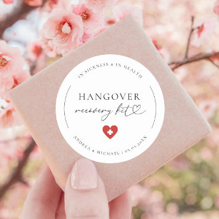 Heart Hangover Recovery Kit Wedding Party Favour Classic Round Sticker