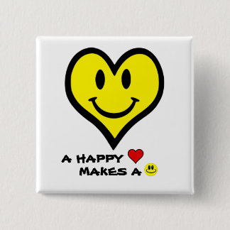 Heart Happy Face 15 Cm Square Badge