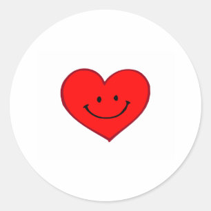 Heart  (Happy Face) Classic Round Sticker