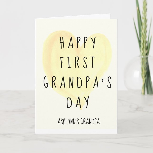 Heart Happy First Grandpa's Day Card (Front)