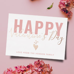 Heart Happy Valentine`s Day Script Foil Holiday Card