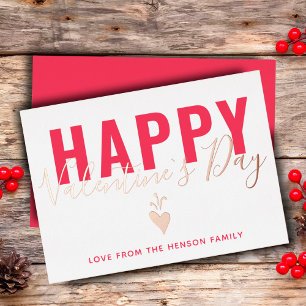 Heart Happy Valentine`s Day Script Foil Holiday Card