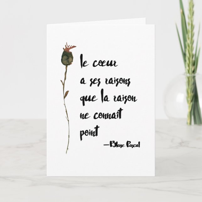 Heart Has Its Reasons French Love Quote Card (Front)